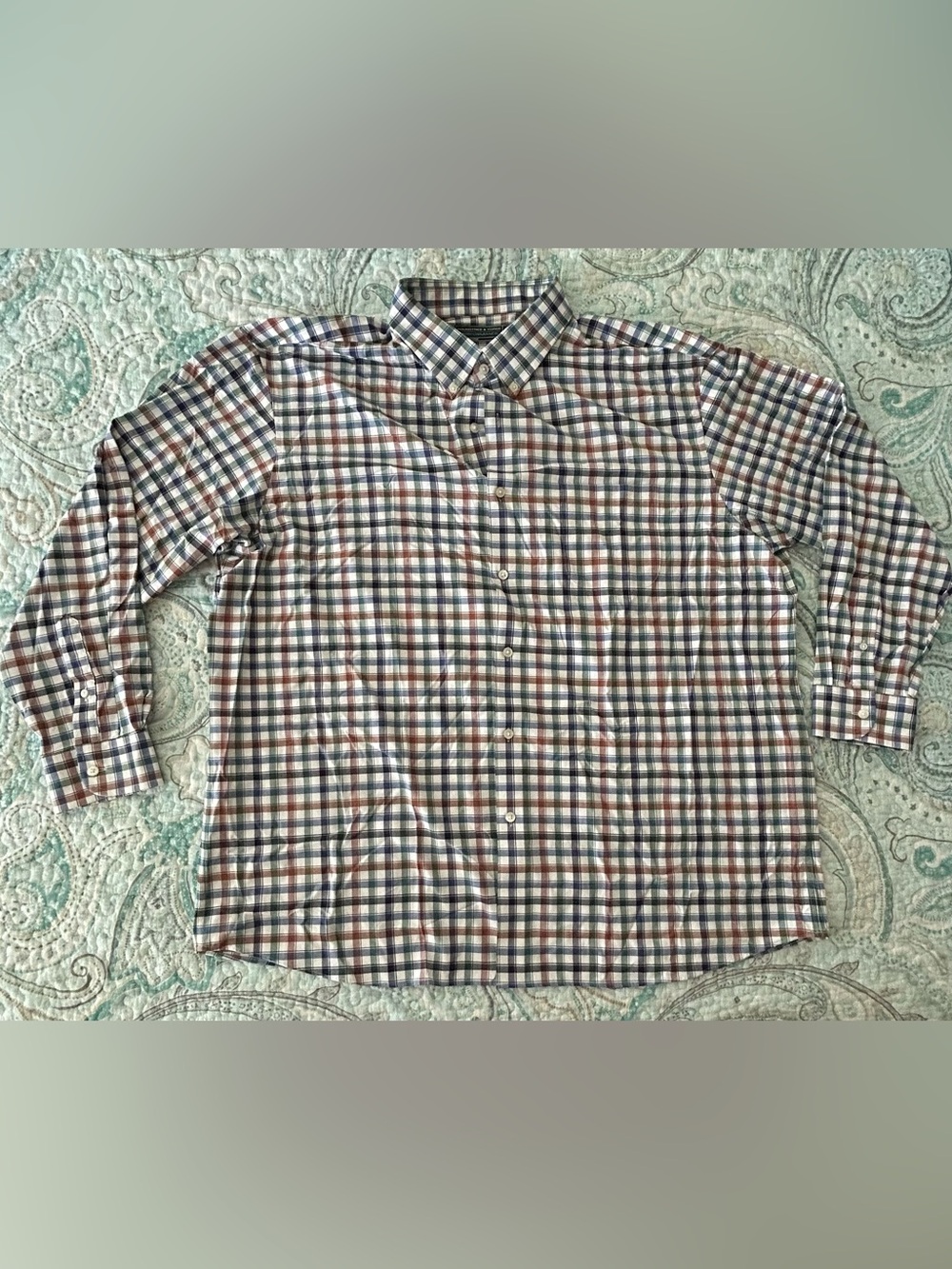 Brown, Green & Blue Plaid Roundtree & Yorke Men’s XXL Long Sleeve Shirt